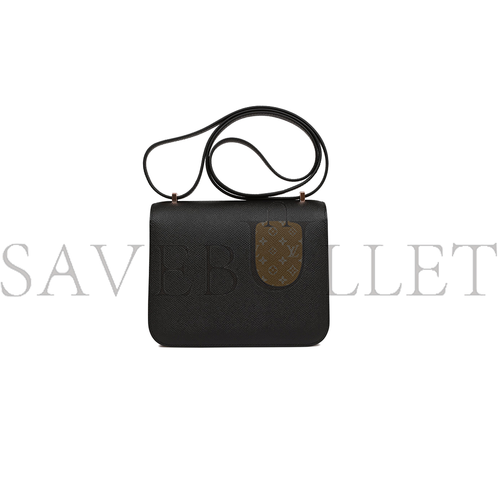 HERMES CONSTANCE 18 BLACK EPSOM ROSE GOLD HARDWARE (18*16*6cm)